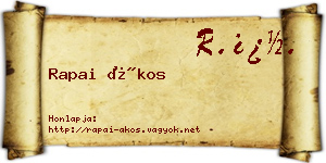 Rapai Ákos névjegykártya